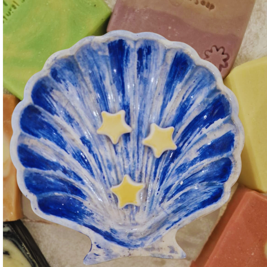 Jabonera de Ceramica "CONCHA AZUL